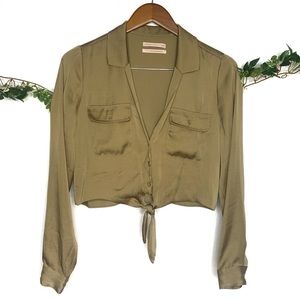 Urban Outfitters Long Sleeve Cropped Button Down